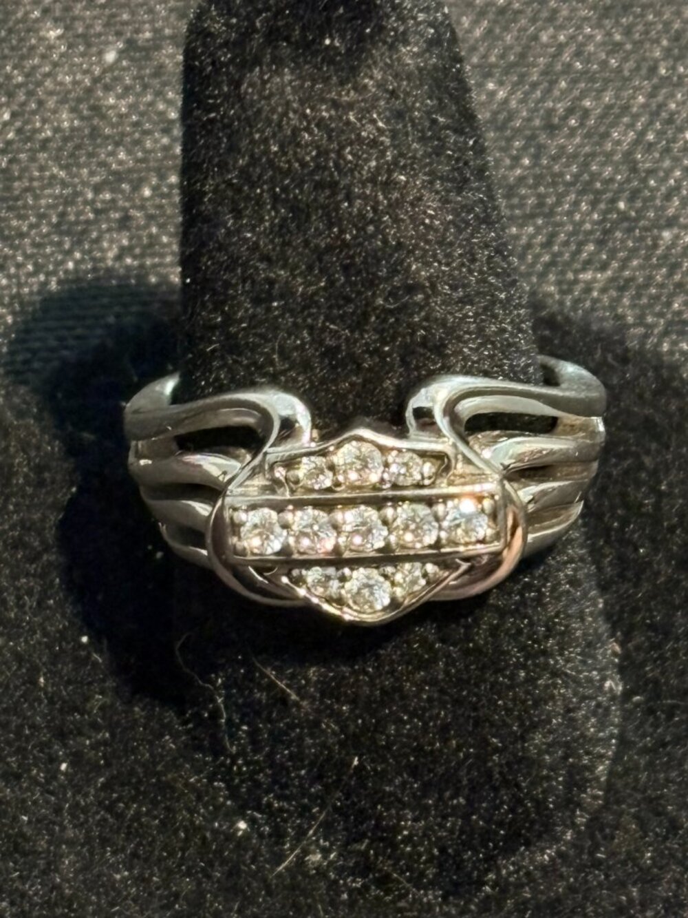 HARLEY DAVIDSON STERLING SILVER BLING WING RING